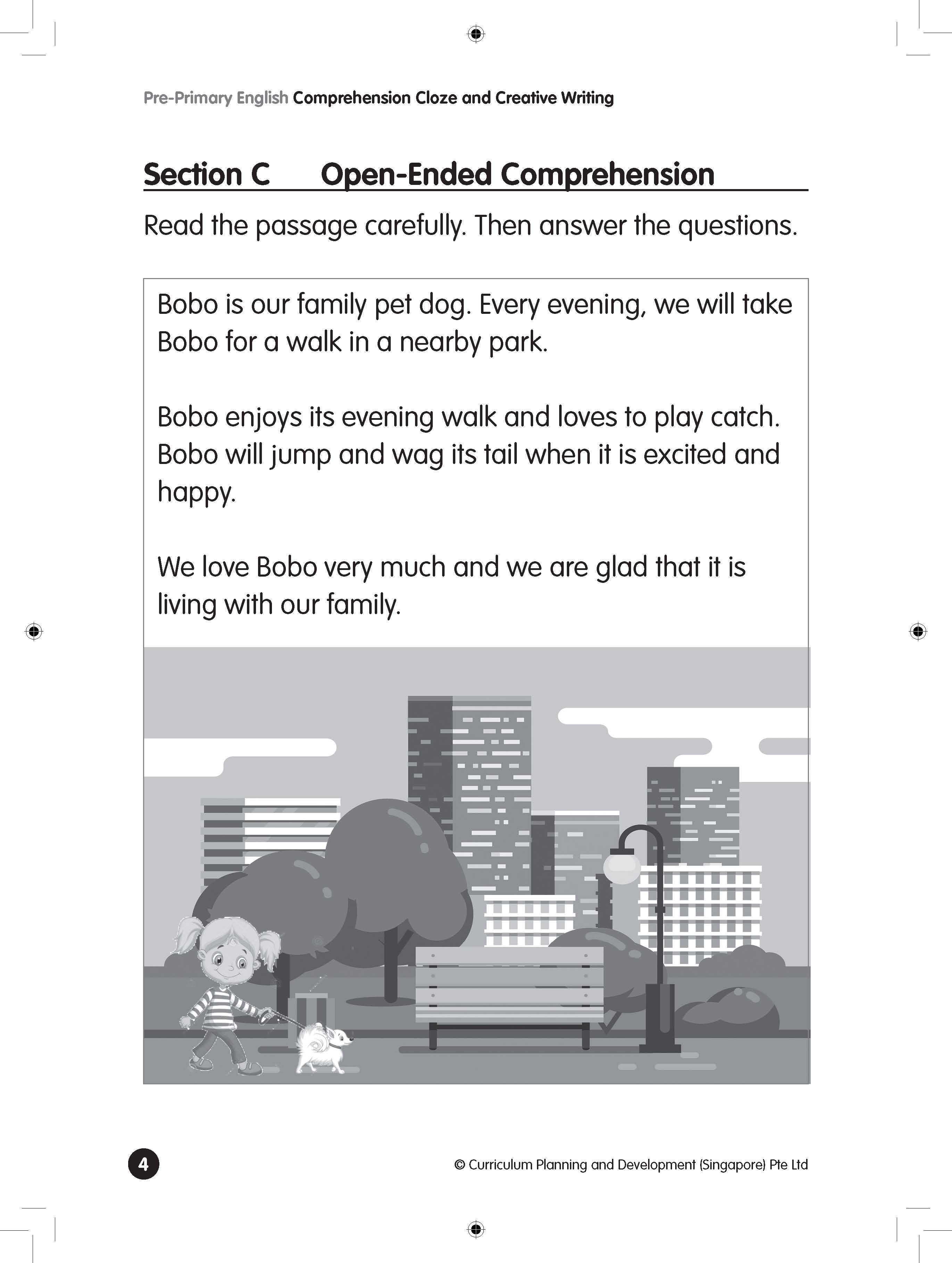 Pre-primary English Comprehension Cloze and Creative Writing