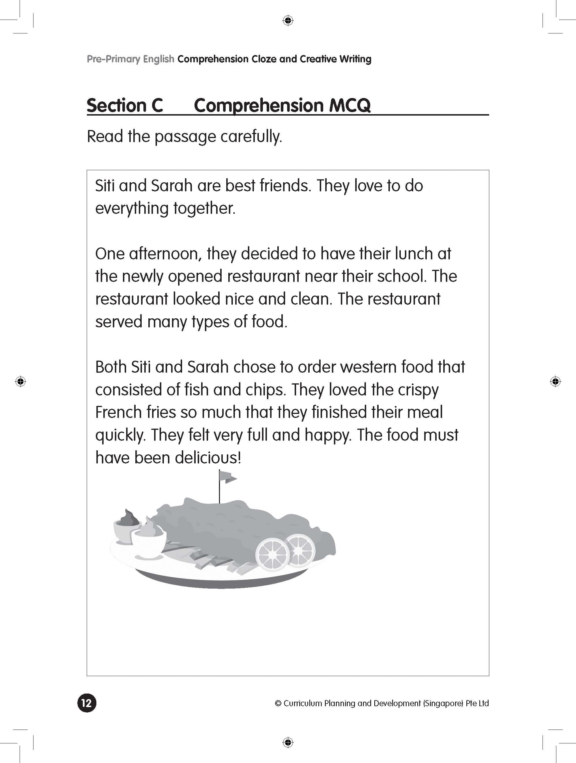 Pre-primary English Comprehension Cloze and Creative Writing