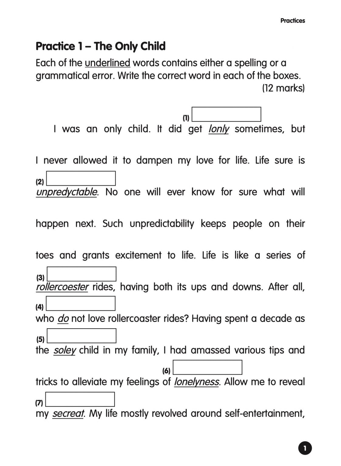 Upper Primary English Intensive Practice  Editing for Spelling and Grammar