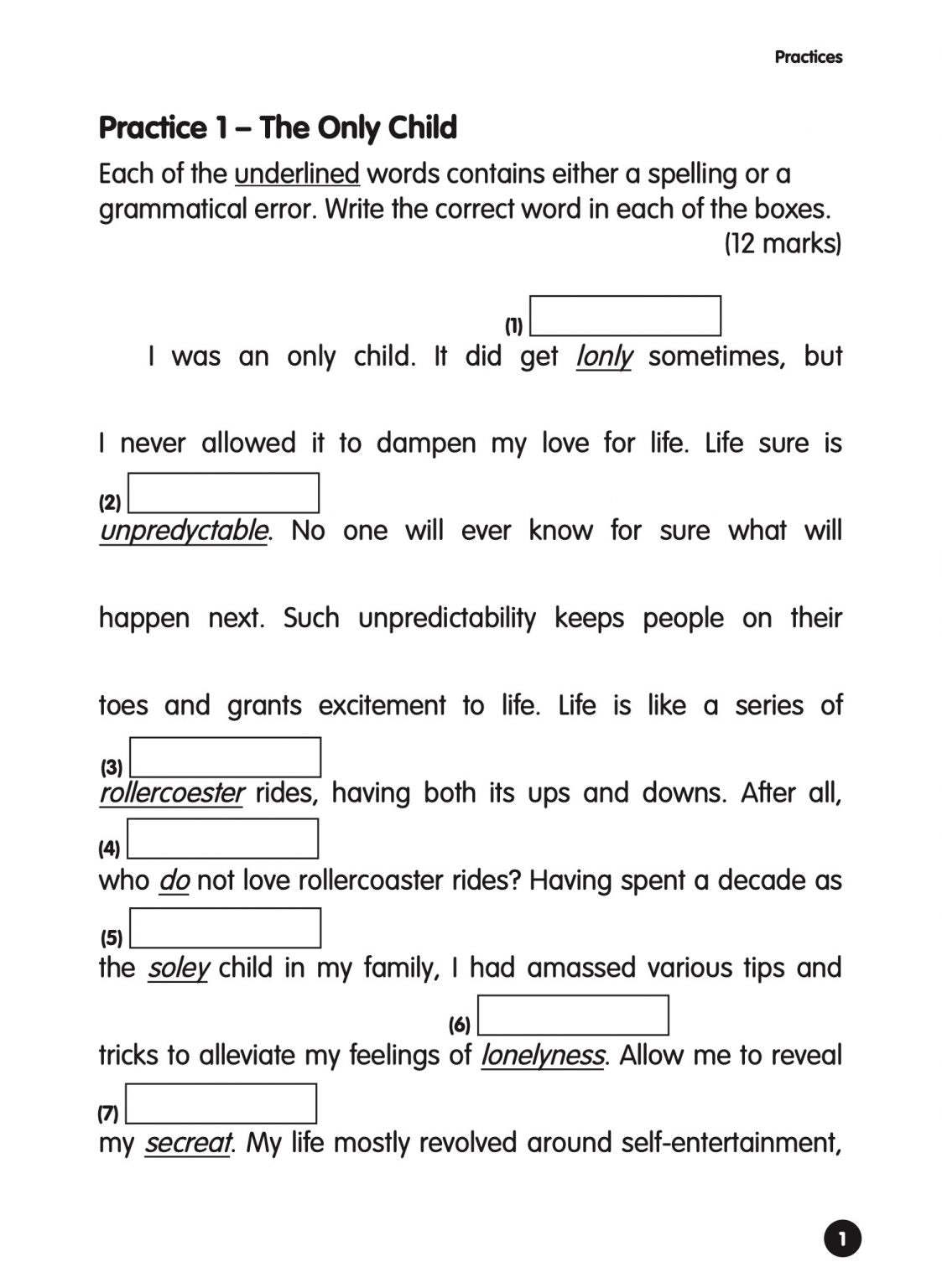 Upper Primary English Intensive Practice  Editing for Spelling and Grammar