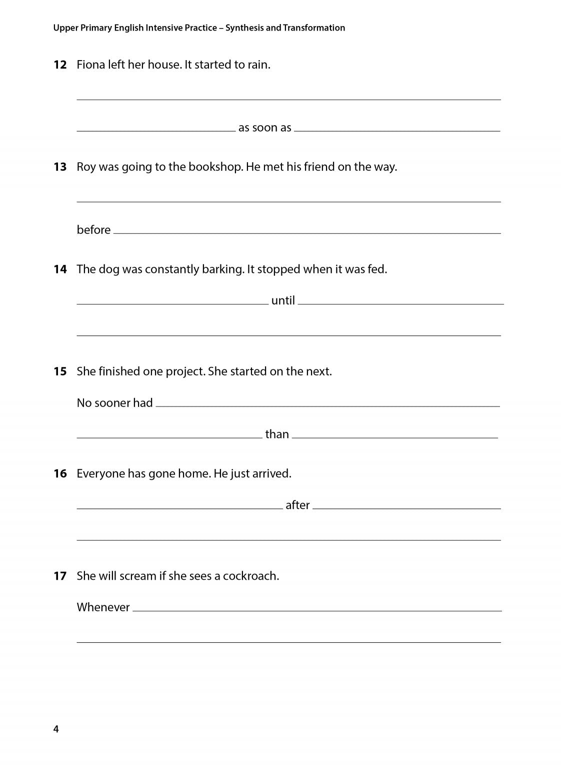 Upper Primary English Intensive Practice  Synthesis and Transformation