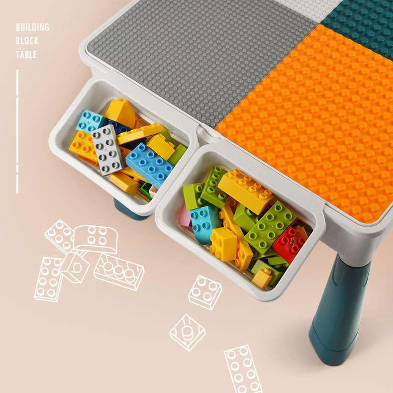 Educational Multifunction Table and Chair with Building Blocks