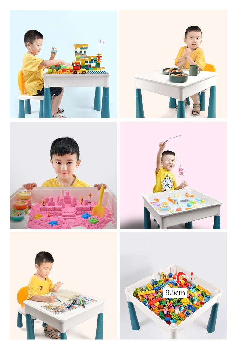 Educational Multifunction Table and Chair with Building Blocks