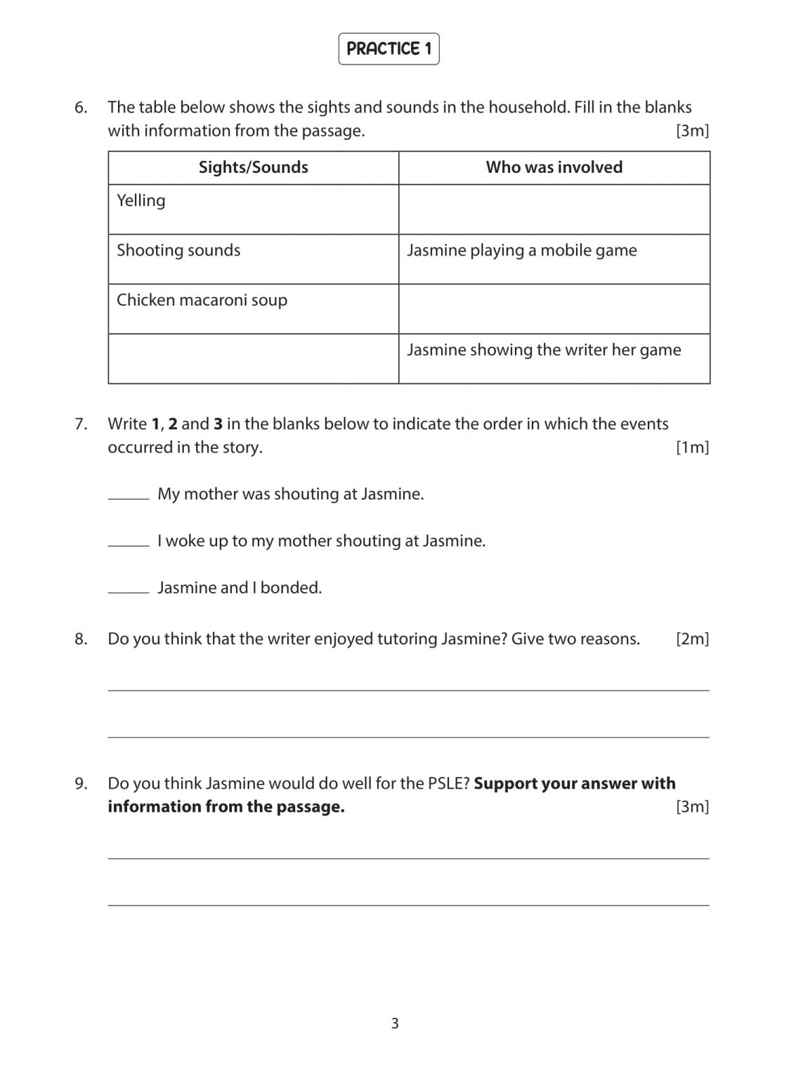 PSLE English Comprehension Practice