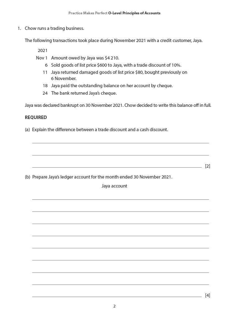 Practice Makes Perfect O-Level Principles of Accounts (Mock Examination Papers)