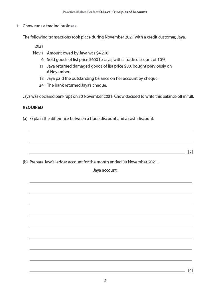 Practice Makes Perfect O-Level Principles of Accounts (Mock Examination Papers)