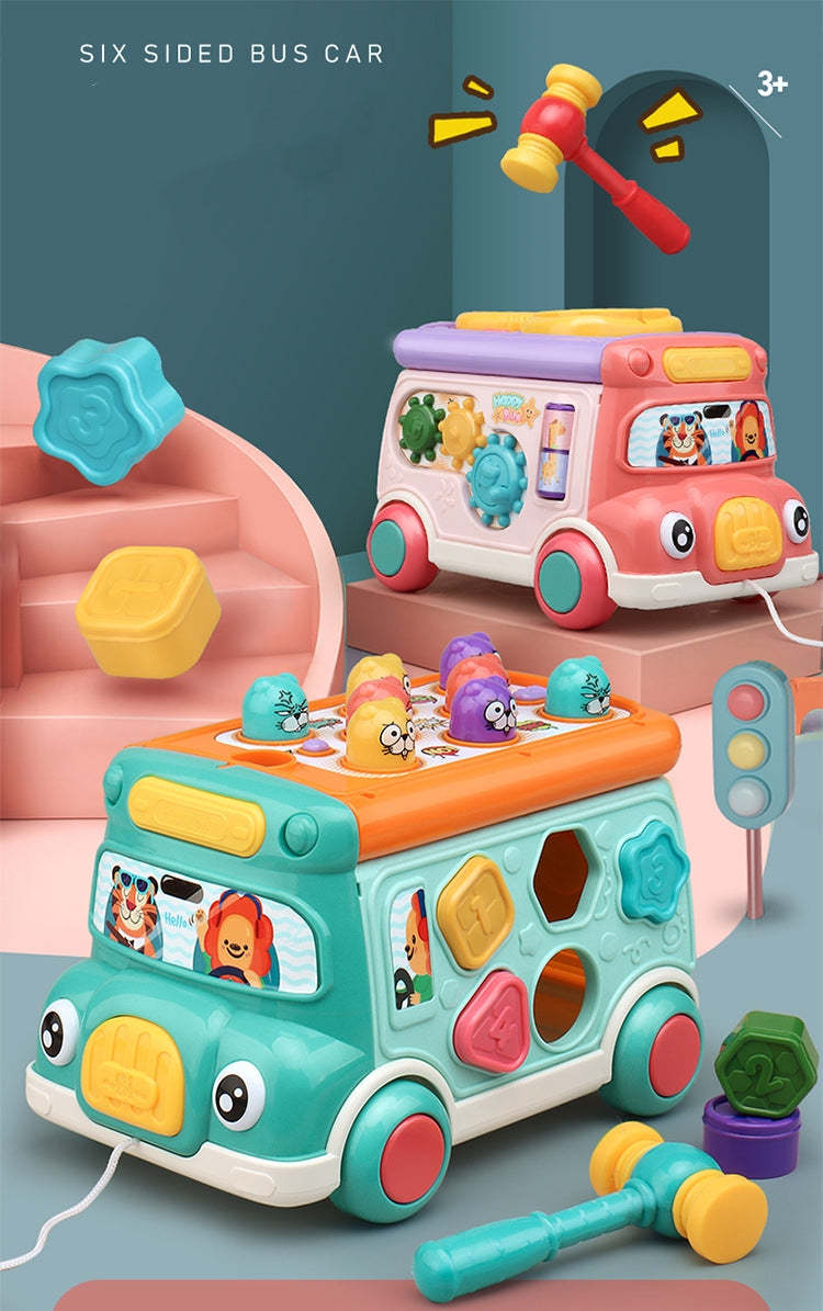 Educational and Interactive Play on Toy Bus (Greenish-blue colour)