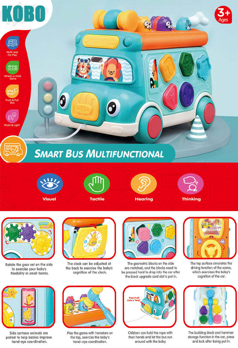 Educational and Interactive Play on Toy Bus (Greenish-blue colour)