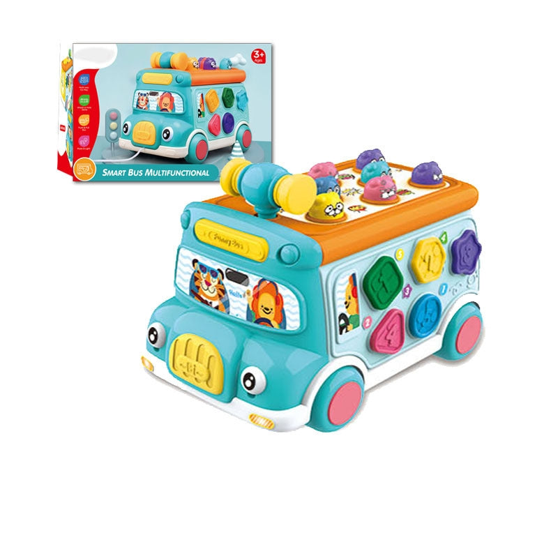 Educational and Interactive Play on Toy Bus (Greenish-blue colour)