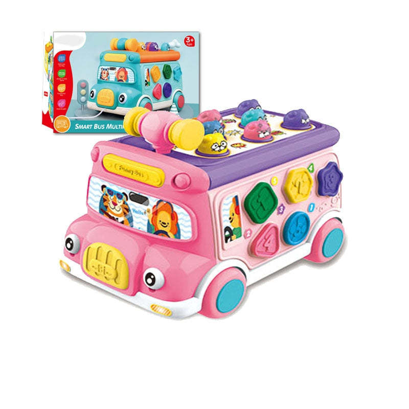 Educational and Interactive Play on Toy Bus (Pink colour)