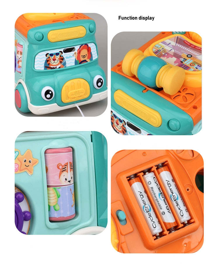 Educational and Interactive Play on Toy Bus (Greenish-blue colour)