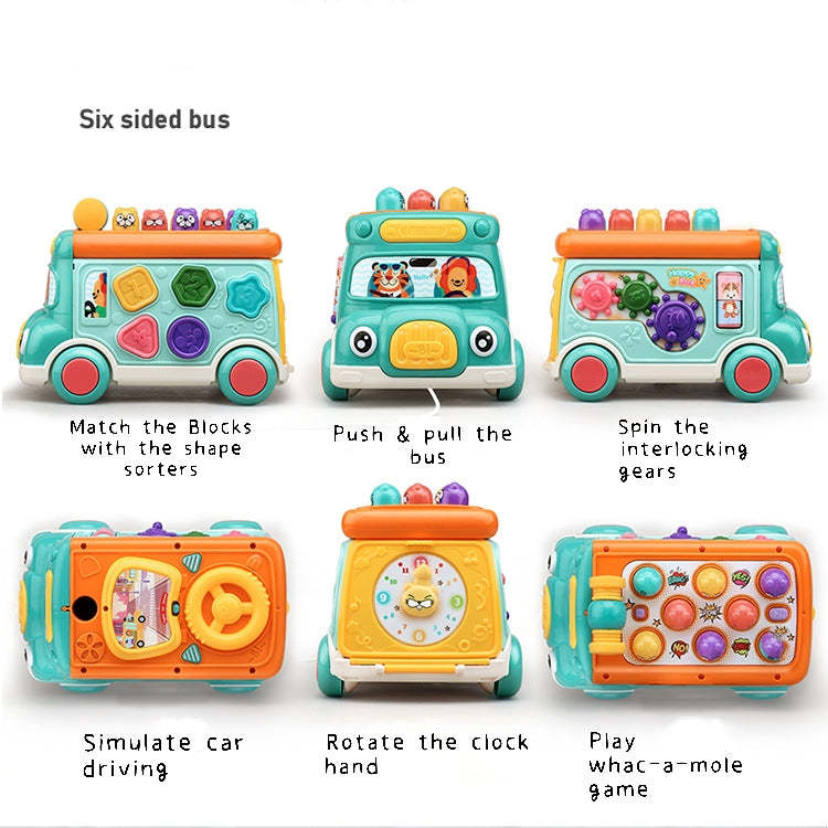 Educational and Interactive Play on Toy Bus (Greenish-blue colour)