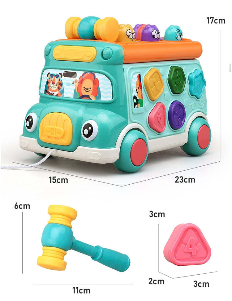 Educational and Interactive Play on Toy Bus (Greenish-blue colour)