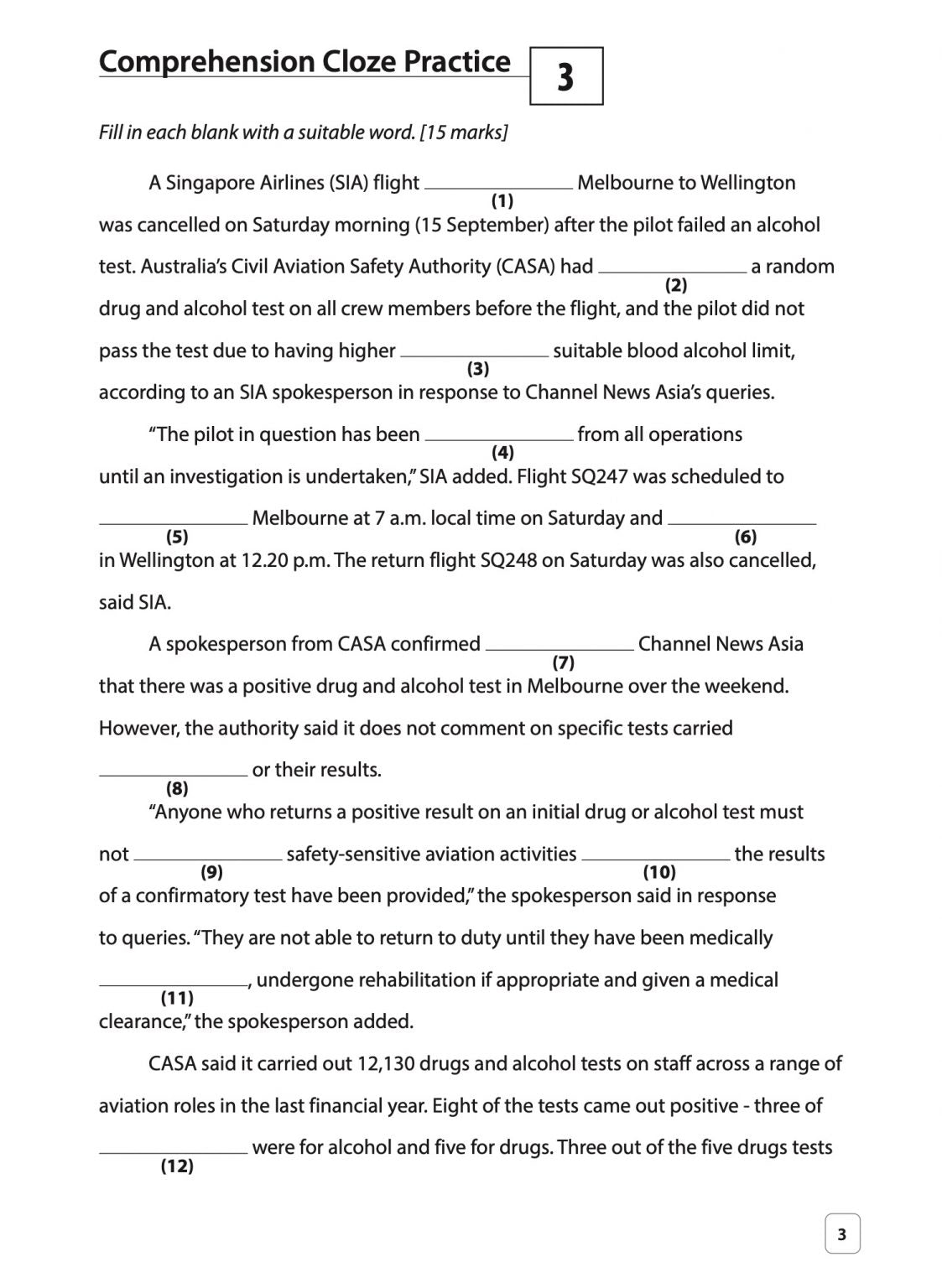 Upper Primary English Comprehension Cloze Practice Second Edition