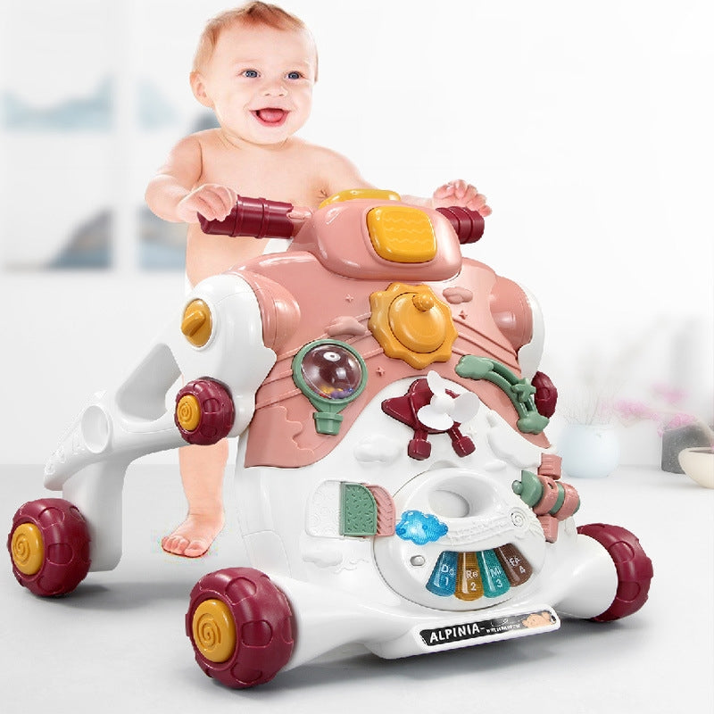 Educational Multifunction Walker and Pedal-Free Tricycle (Pink Colour)