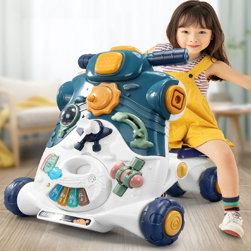 Educational Multifunction Walker and Pedal-Free Tricycle (Greenish-blue Colour)