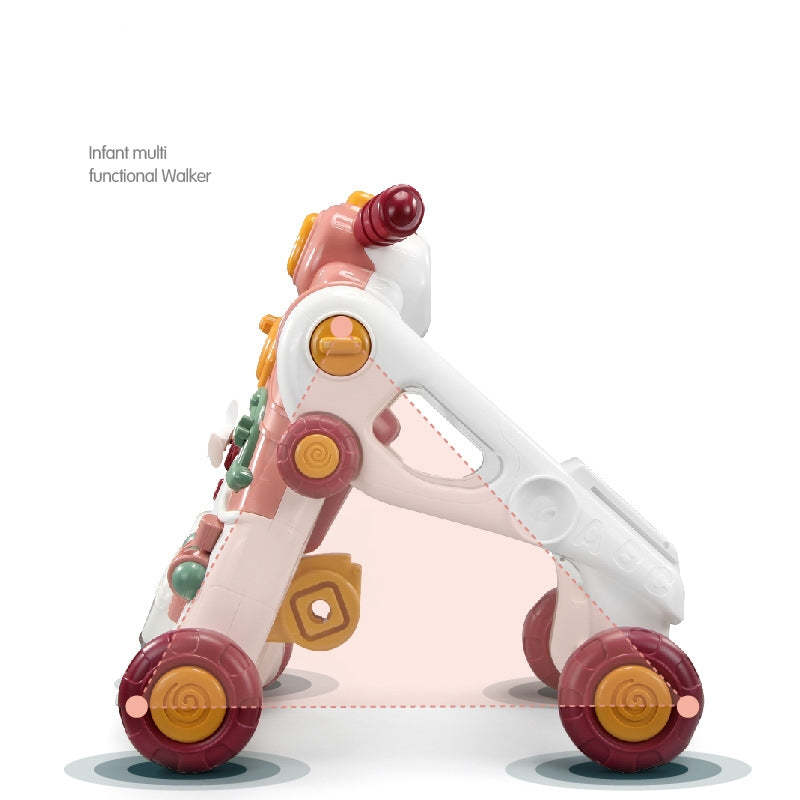 Educational Multifunction Walker and Pedal-Free Tricycle (Pink Colour)