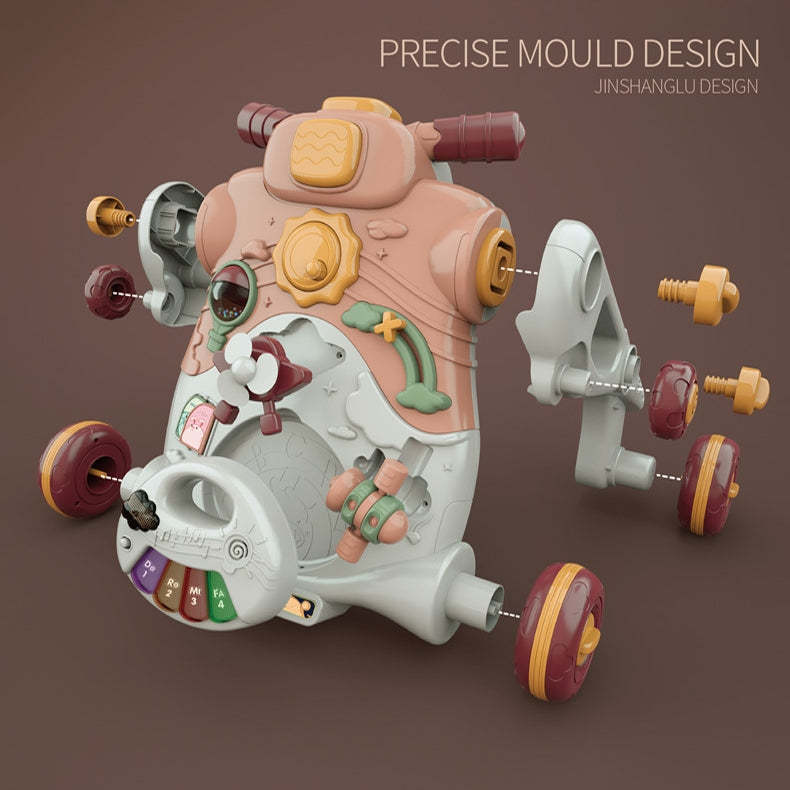 Educational Multifunction Walker and Pedal-Free Tricycle (Pink Colour)