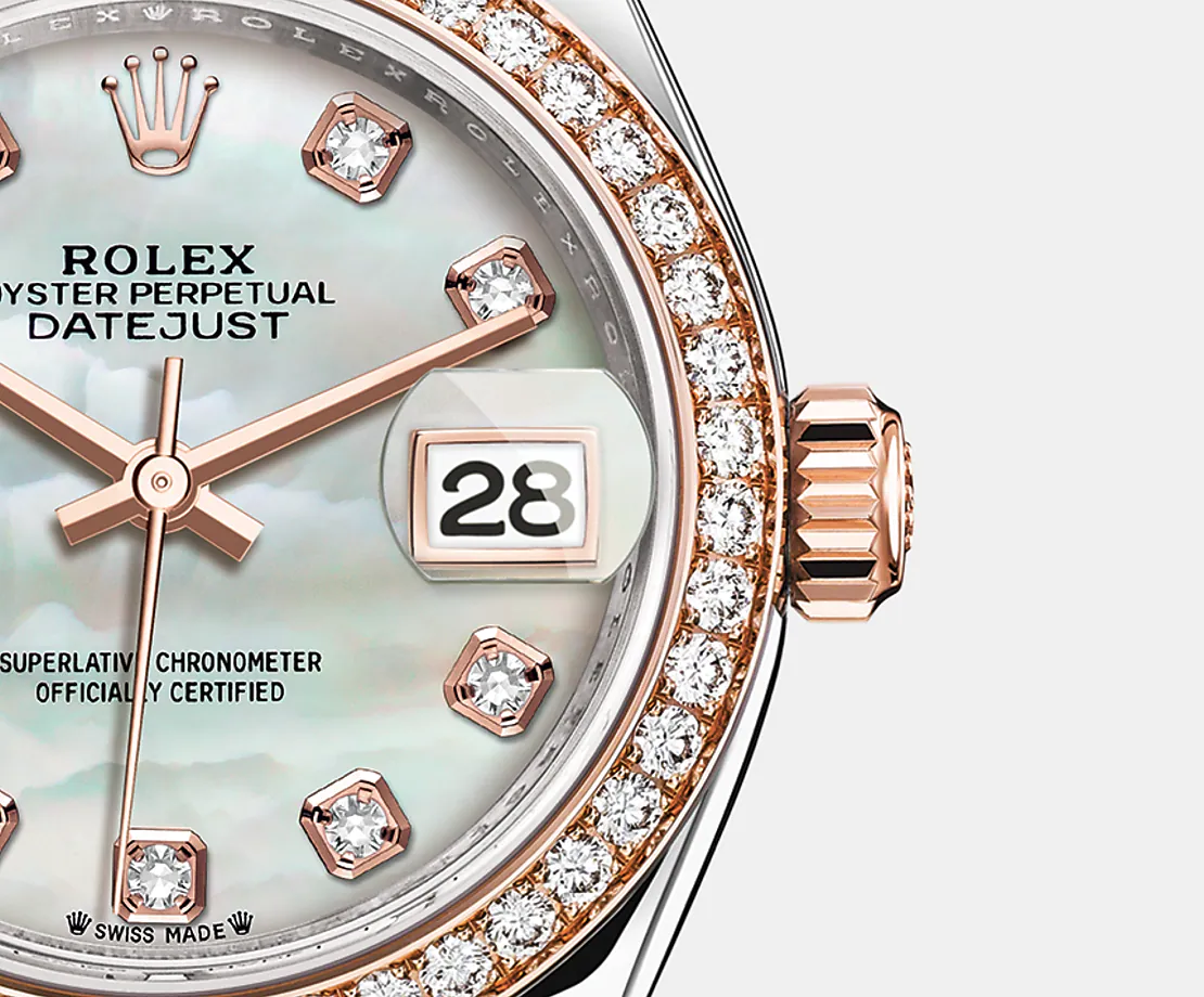 ROLEX レディ デイトジャスト オイスター 28 mm オイスタースチール＆エバーローズゴールド、ダイヤモンド