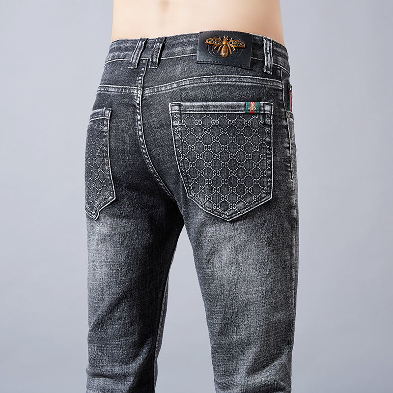 【2024】Gucci公式旗艦店 刺繍ロゴ 　新作ジーンズ