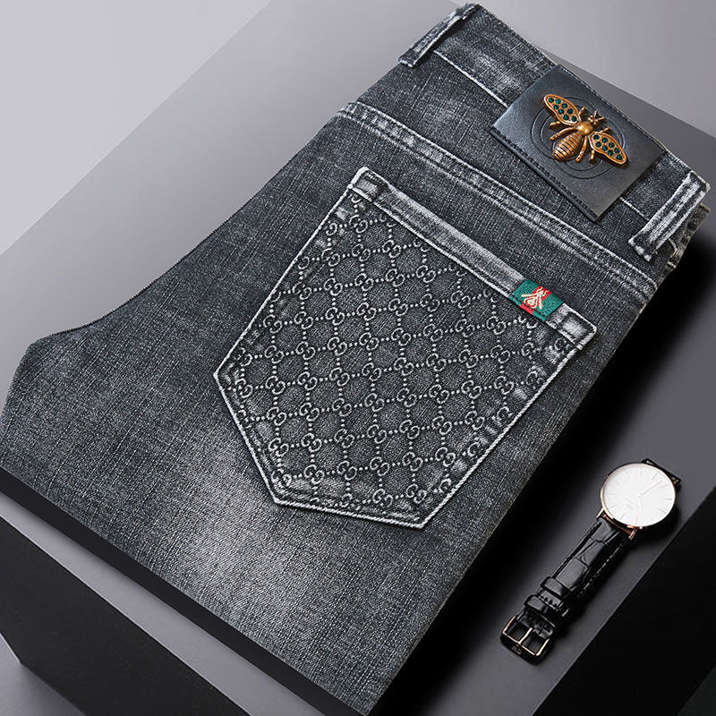 【2024】Gucci公式旗艦店 刺繍ロゴ 　新作ジーンズ