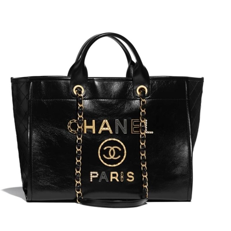 【CHANEL】シャネル☆ラージ トート カーフ 黒 CC ロゴ A66941