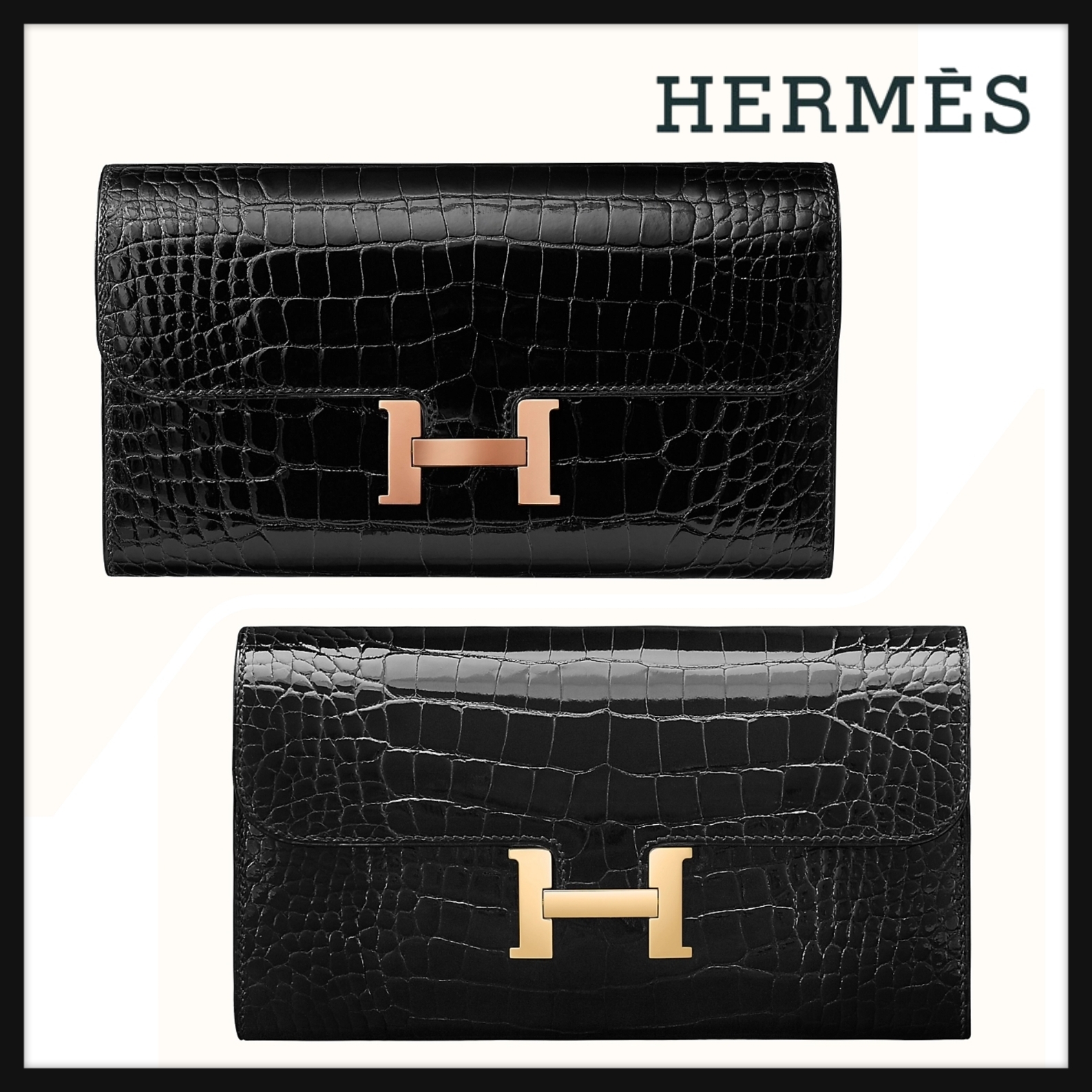 【HERMES】Constance long wallet アリゲーター ノワー