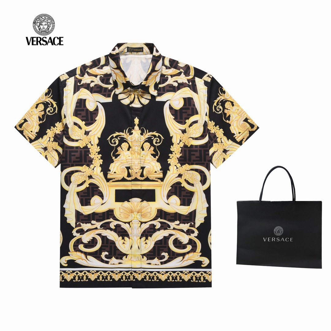 【2024】【VERSACE & FENDI 公式旗艦店】ヴェルサーチ  フェンディ  連名新作半袖シャツ ご好評に付き再入荷！