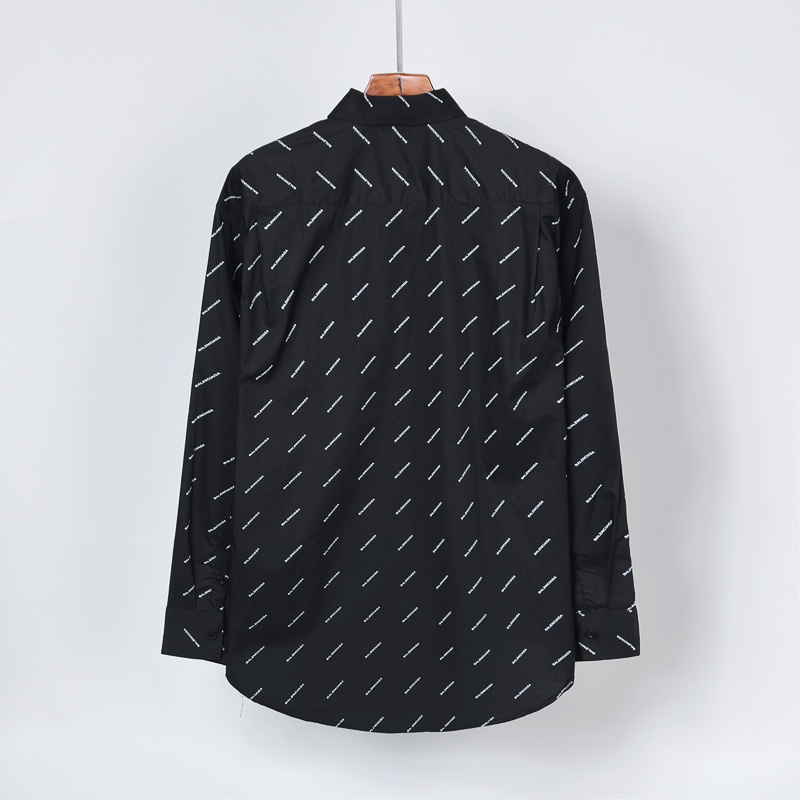 Balenciaga 春　長袖　シャツ　白　黒　ロゴ　アルファベットのプリント