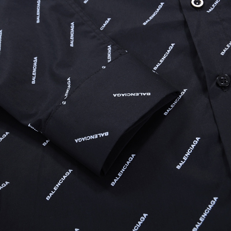 Balenciaga 春　長袖　シャツ　白　黒　ロゴ　アルファベットのプリント