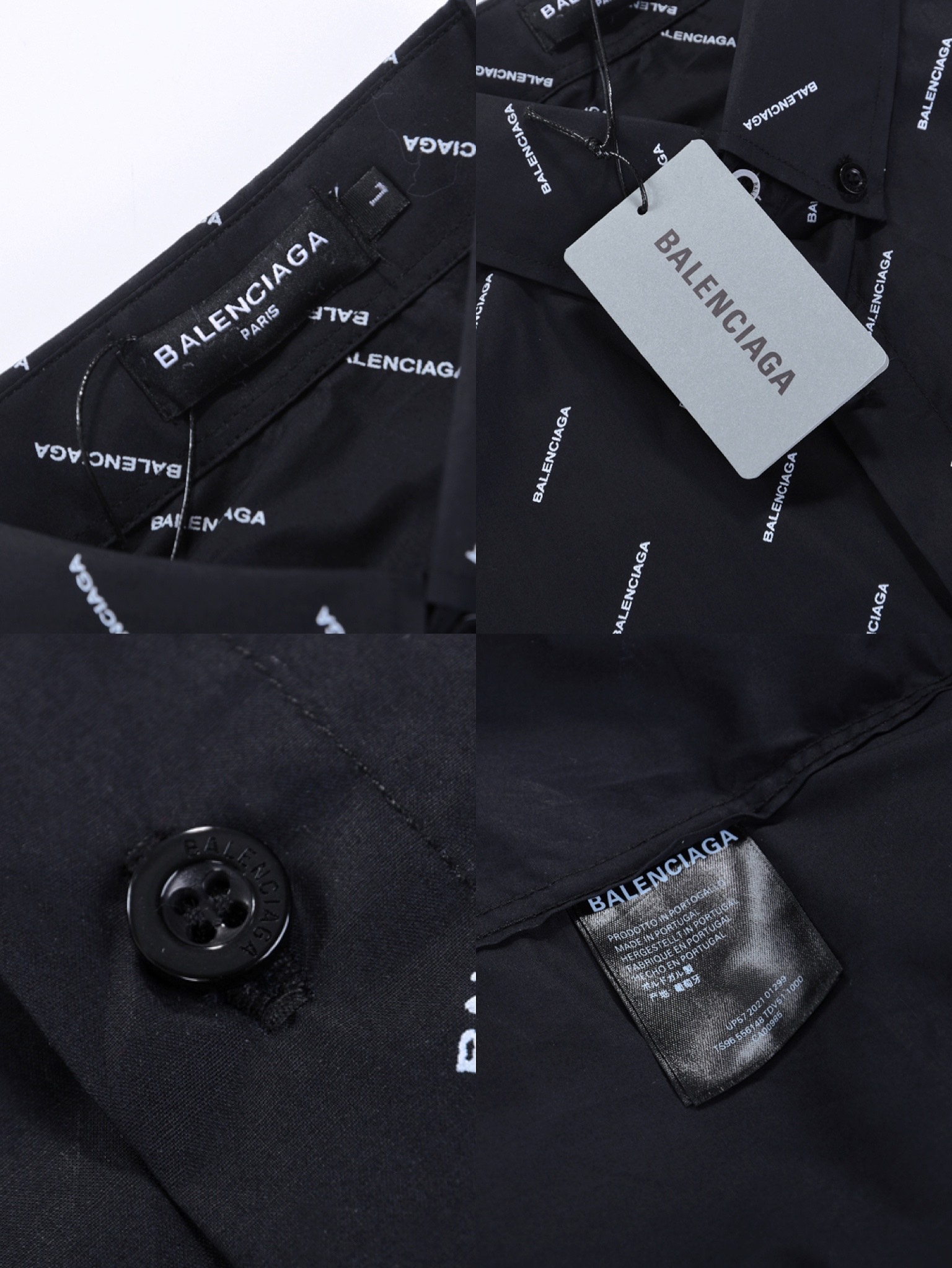 Balenciaga 春　長袖　シャツ　白　黒　ロゴ　アルファベットのプリント