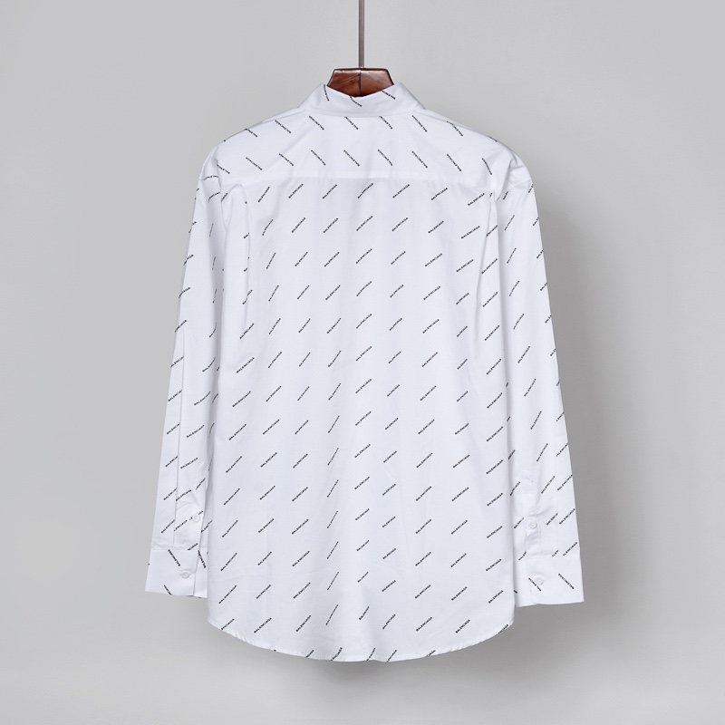 Balenciaga 春　長袖　シャツ　白　黒　ロゴ　アルファベットのプリント