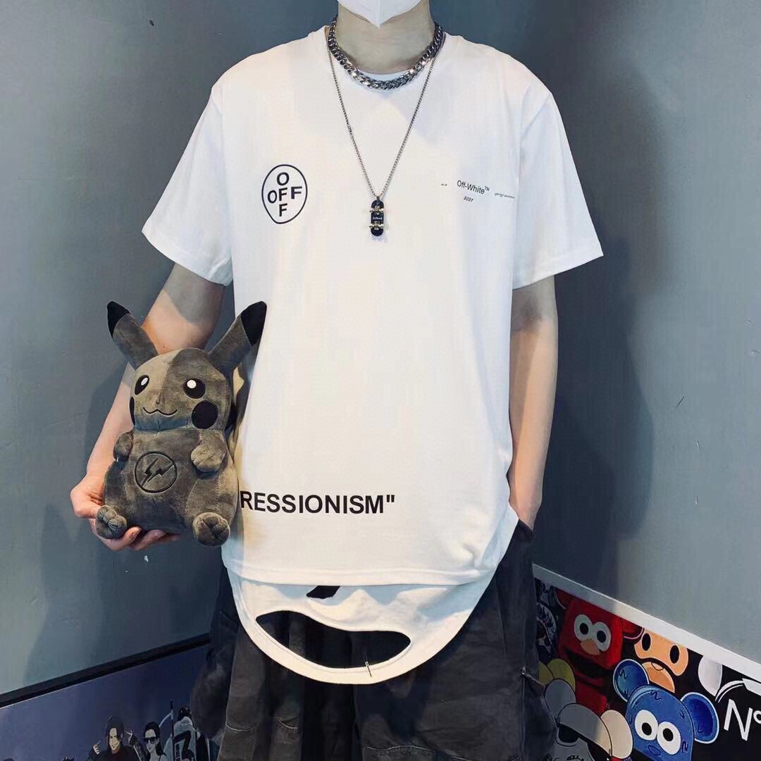 【2024】Off-White(オフホワイト)  　半袖シャツ　Tシャツ   プリント　100％純綿生地　快適　通気性が良い　シンプルの風格　かっこいい　白　男女兼用