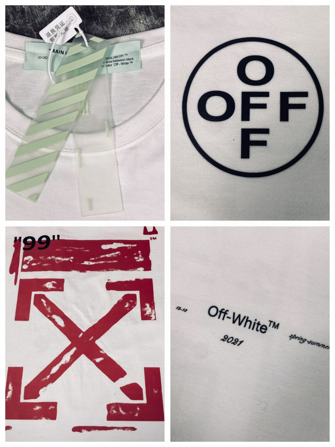 【2024】Off-White(オフホワイト)  　半袖シャツ　Tシャツ   プリント　100％純綿生地　快適　通気性が良い　シンプルの風格　かっこいい　白　男女兼用
