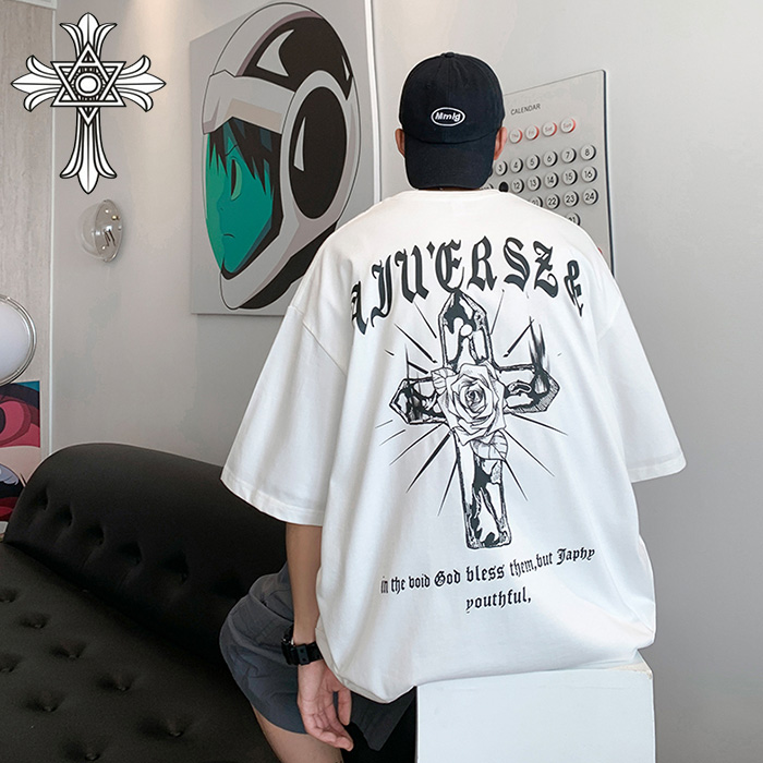 2023chrome hearts/クロムハーツサンスクリットカジュアル半袖 ゆったり男女カップルTシャツです