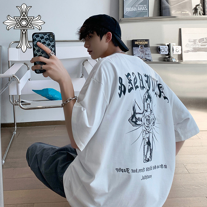 2023chrome hearts/クロムハーツサンスクリットカジュアル半袖 ゆったり男女カップルTシャツです