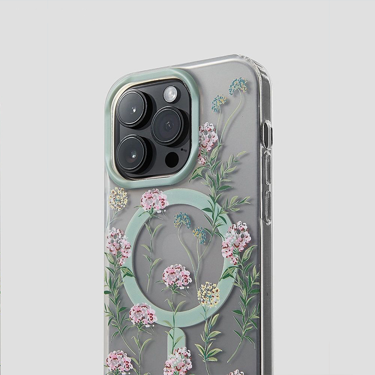 フローラル花柄クリア magsafe対応iPhoneケース