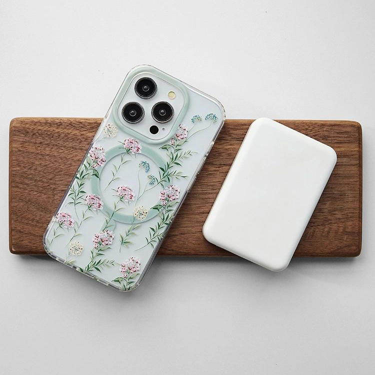 フローラル花柄クリア magsafe対応iPhoneケース