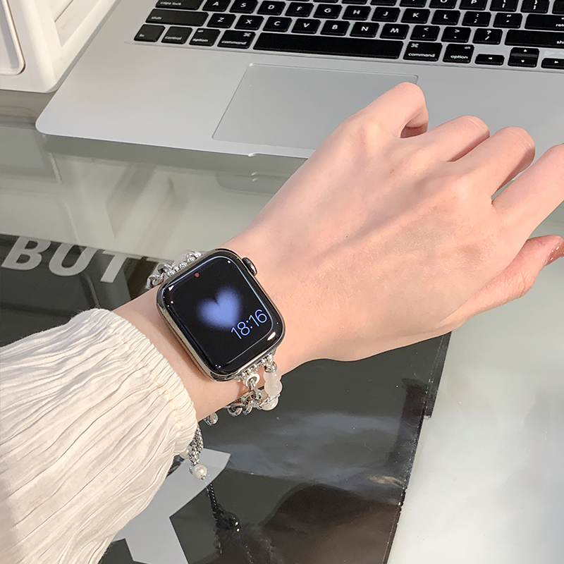 クリスタル＆パールブレスレット Apple Watchバンド