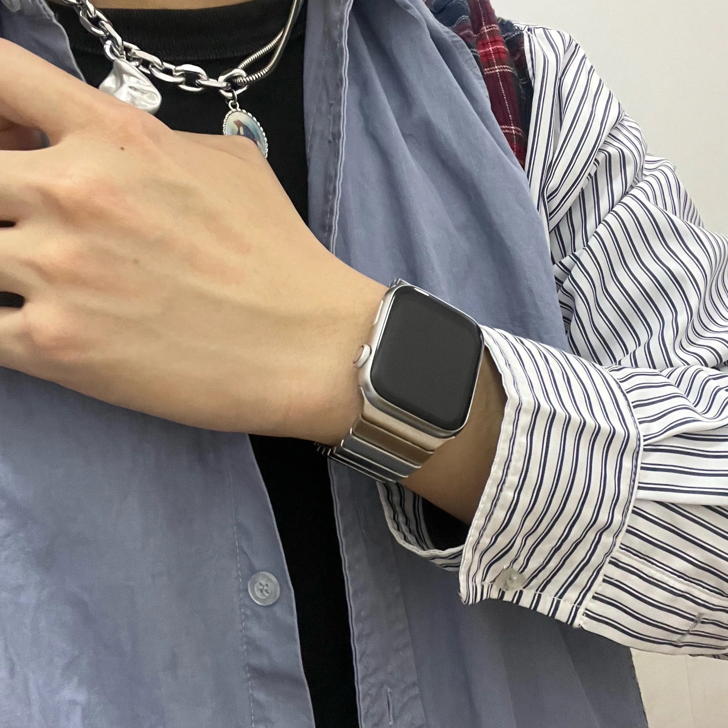 Apple Watch 純正 シルバー リンクブレスレット 38/40/41mm - メンズ