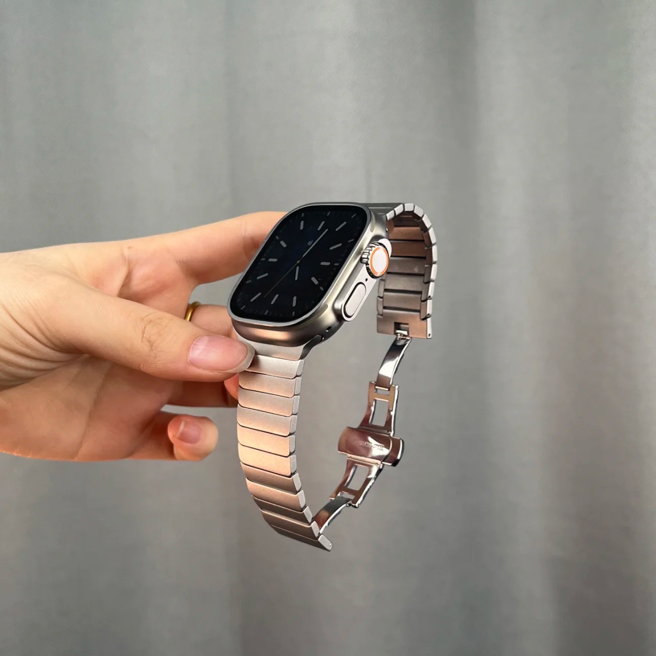 Apple Watch 7 41mmシルバーステンレス リンクブレスレット - 携帯電話