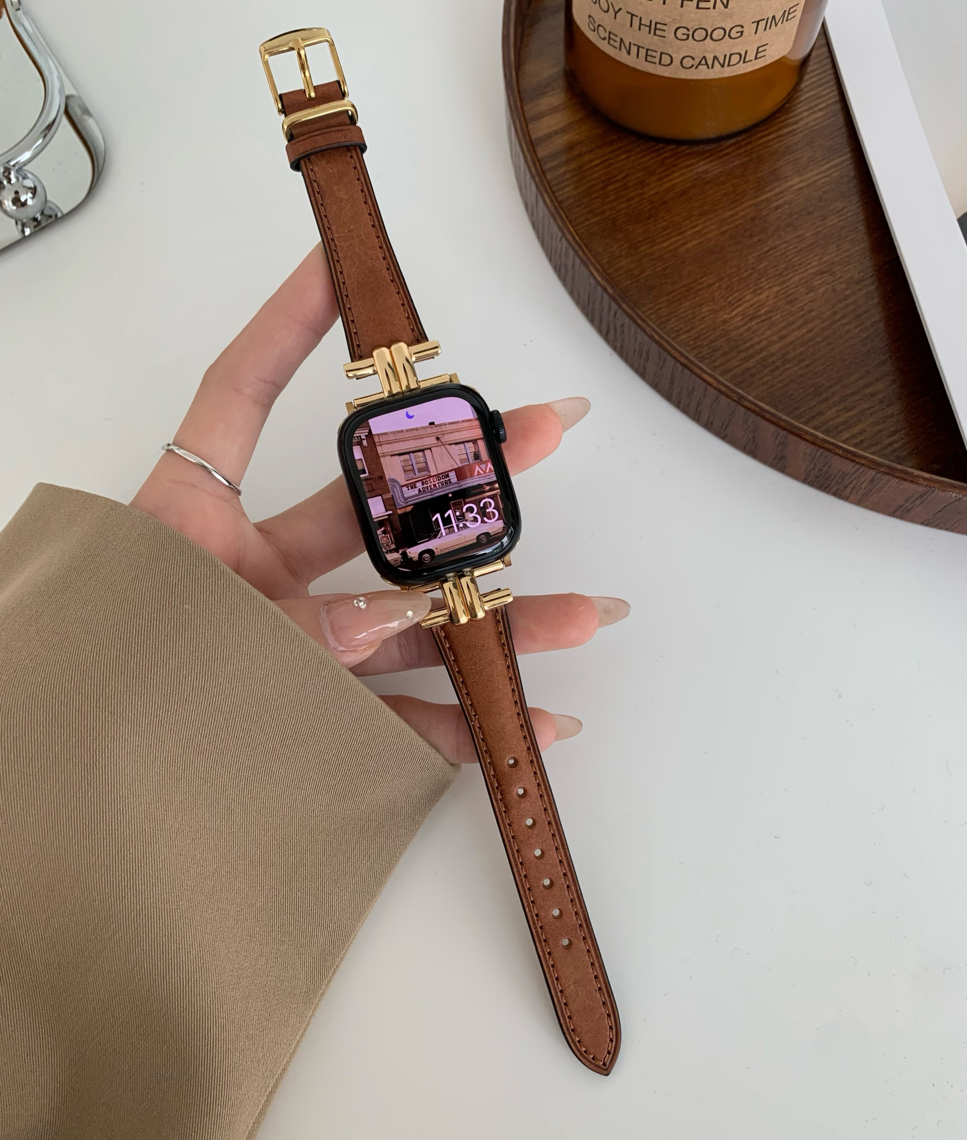 レトロ本革メタルバックルApple Watchバンド-hmcase