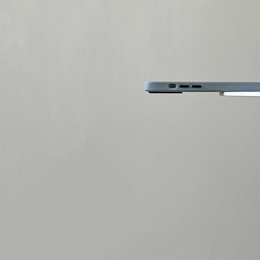 透明フロスト シリコーンフレーム耐衝撃MagSafe対応iPhone14ケース（シエラブルー）-hmcase