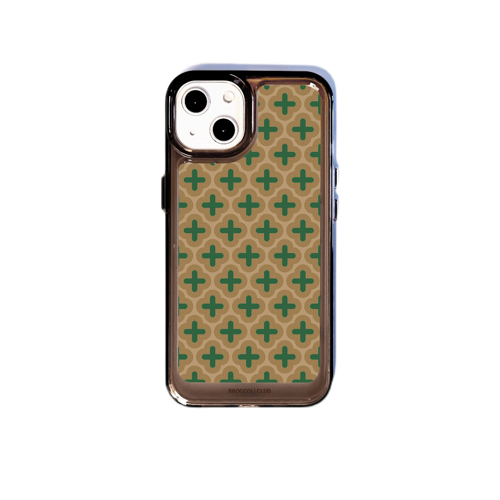 レトロクロス柄 キャラメル色 透明シリコンiPhoneケース-hmcase