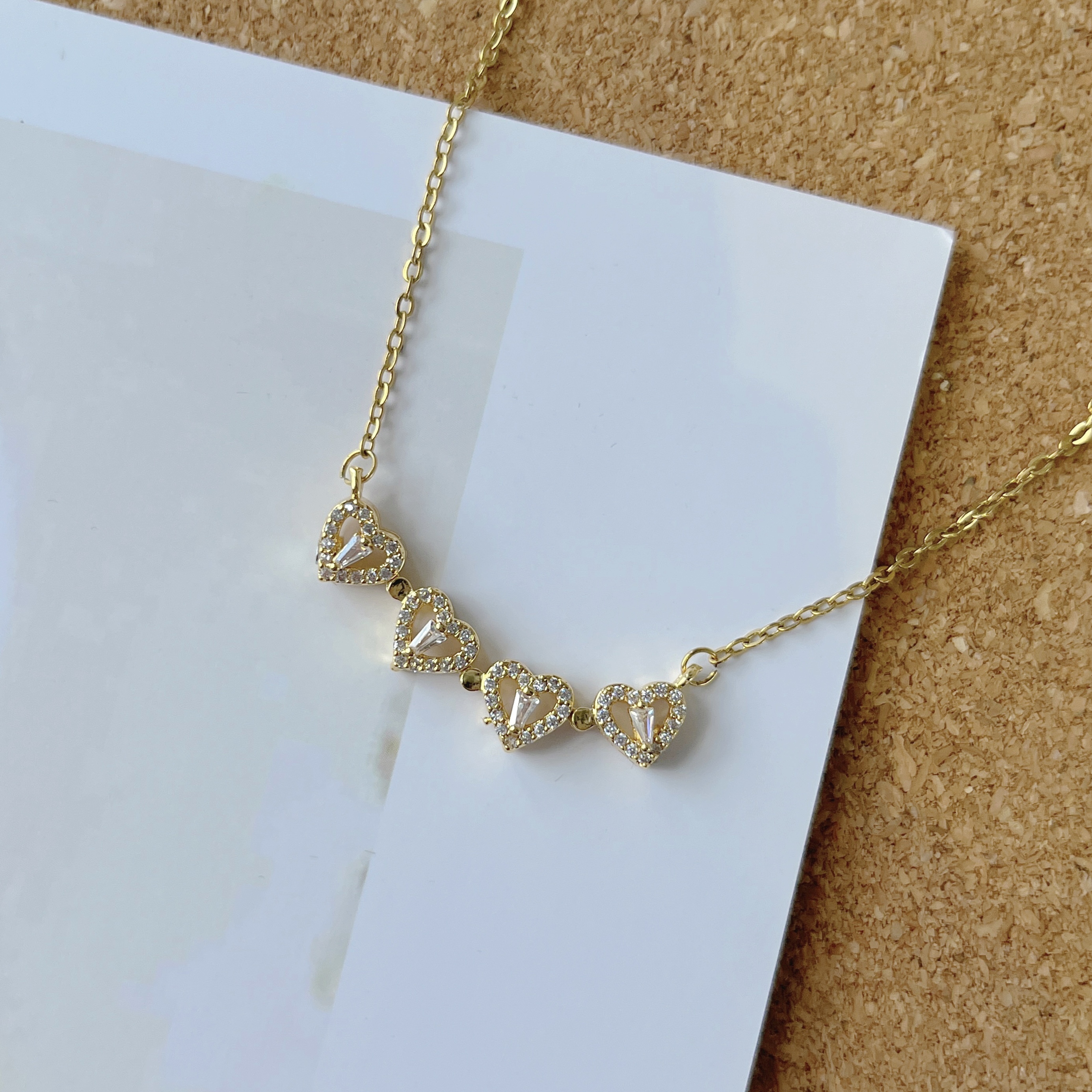 爱心四叶金项链