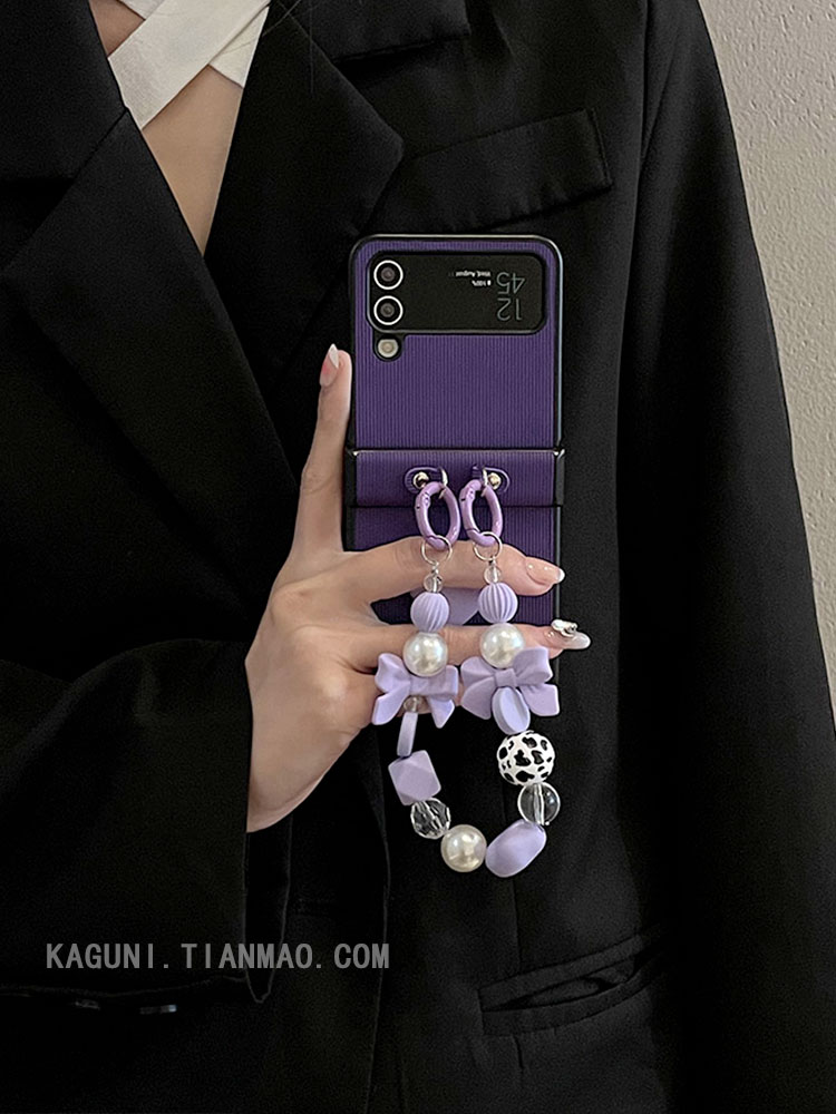 เหมาะสำหรับ Samsung Z Flip3/4 เคสโทรศัพท์โซ่รักแฟชั่นใหม่