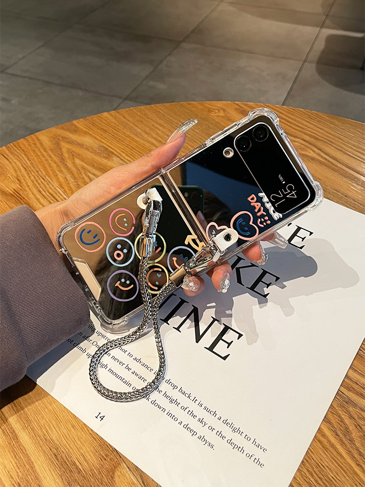 เหมาะสำหรับ Samsung Z Flip4/3 ผลิตภัณฑ์ใหม่กระจกแต่งหน้าเคสโทรศัพท์มือถือป้องกันการตก