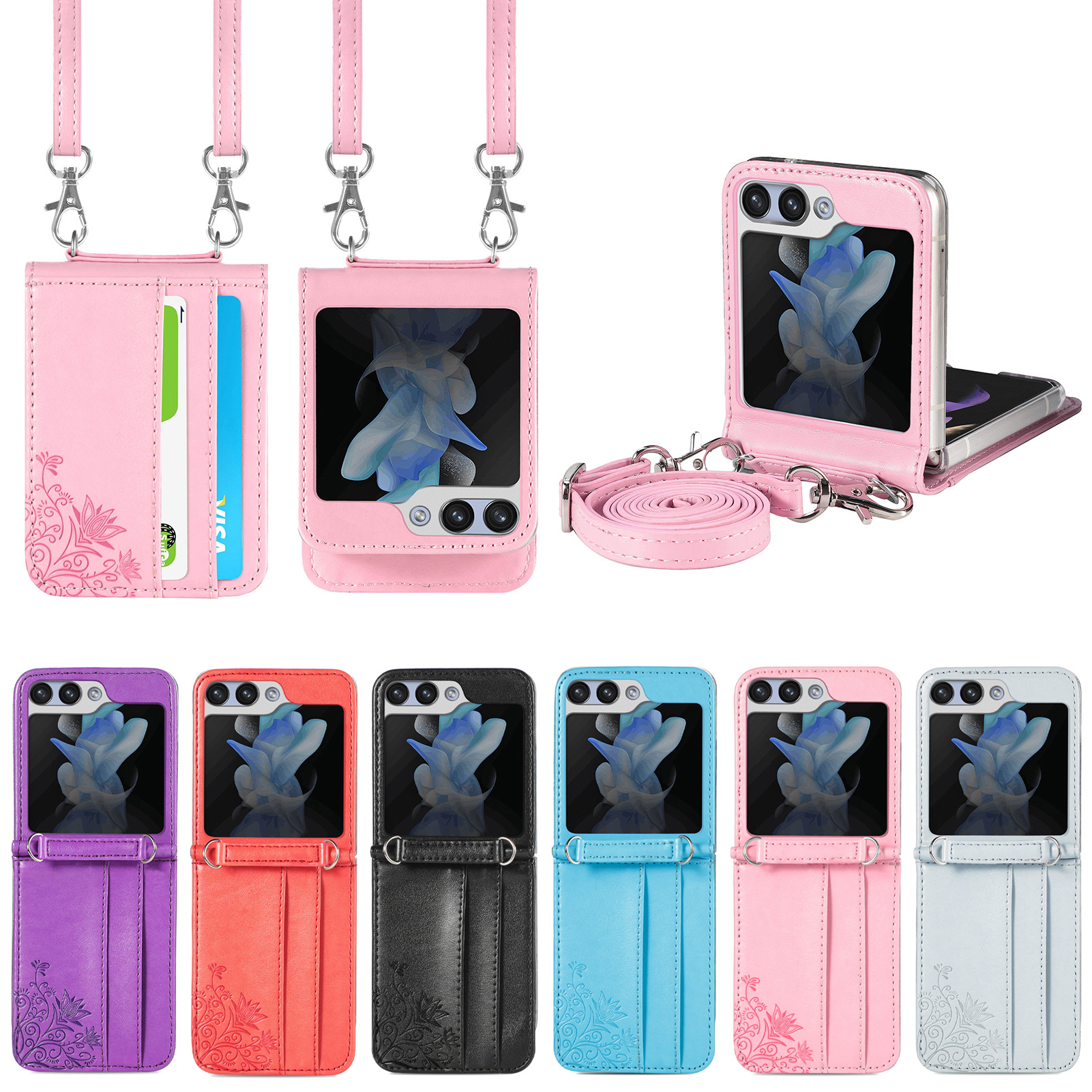 เหมาะสำหรับ Samsung Z Flip4/3 เคสโทรศัพท์มือถือแฟชั่นใหม่สามารถใช้เป็นกระเป๋าสตางค์ได้