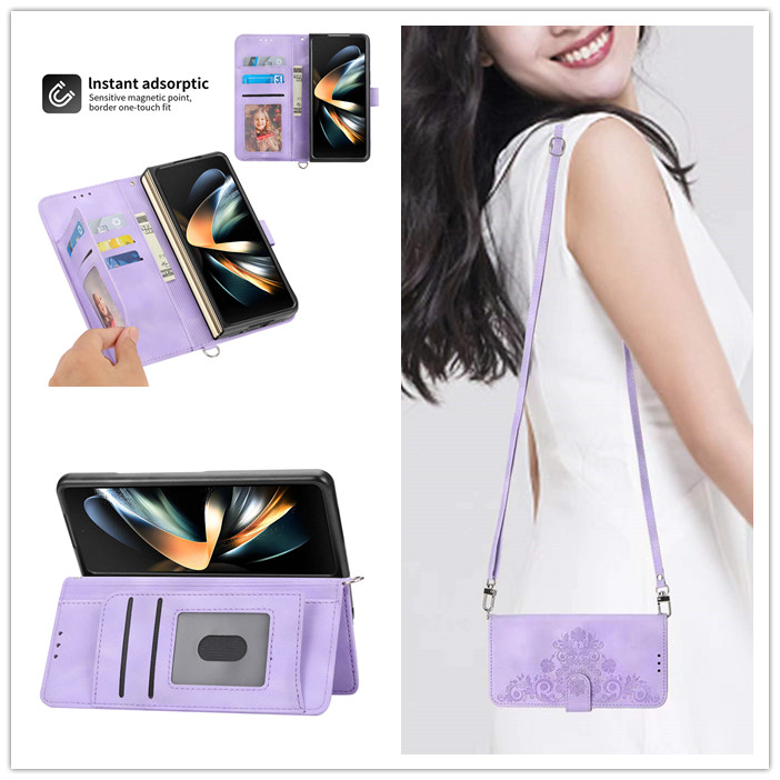 เคสมือถือเหมาะสำหรับ Samsung Z Fold4/3 ลายพิมพ์ที่สามารถใช้เป็นกระเป๋าสตางค์ได้