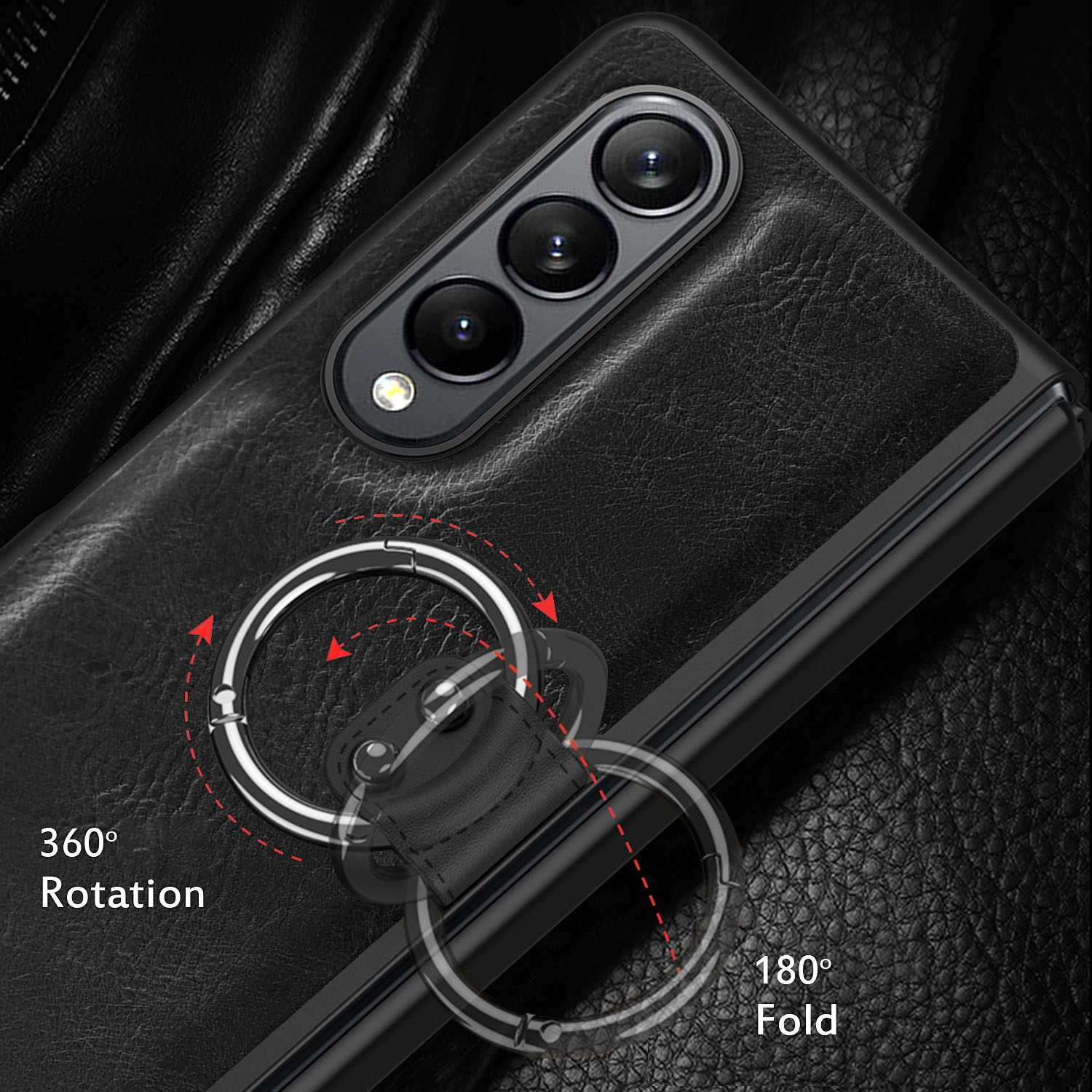 เหมาะสำหรับ Samsung Z Fold4/3 เคสโทรศัพท์มือถือแหวนแฟชั่นระดับไฮเอนด์